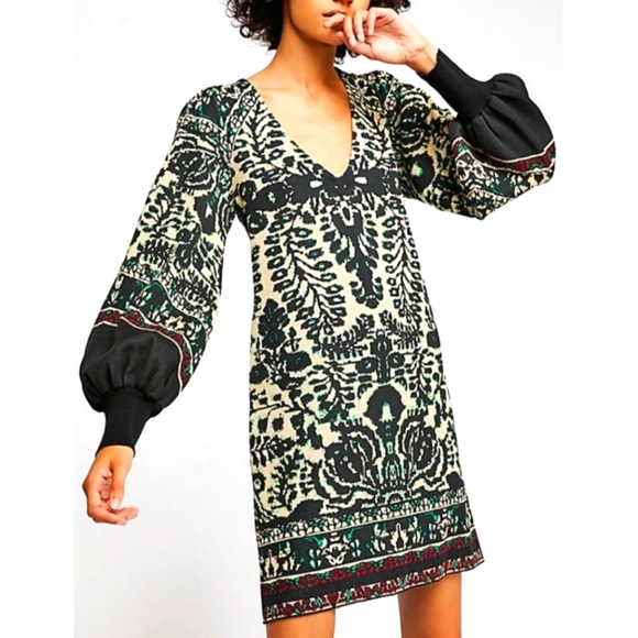Free People Music & Lyrics Printed Sweater Mini Dress - Picture 2 of 14